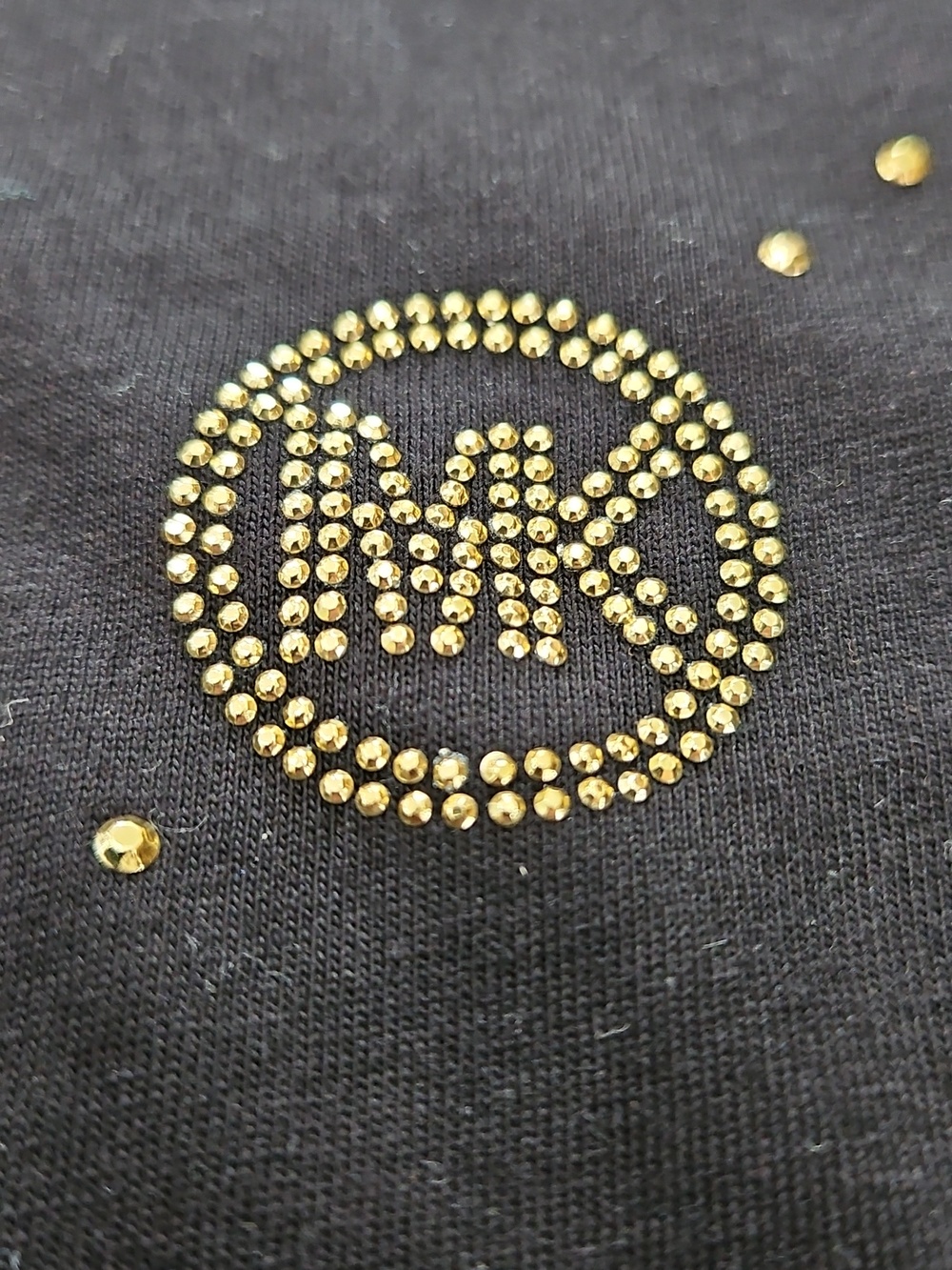 Michael Kors Black Short-Sleeve Tee with Gold MK Emblem Pattern - Picture 4 of 5